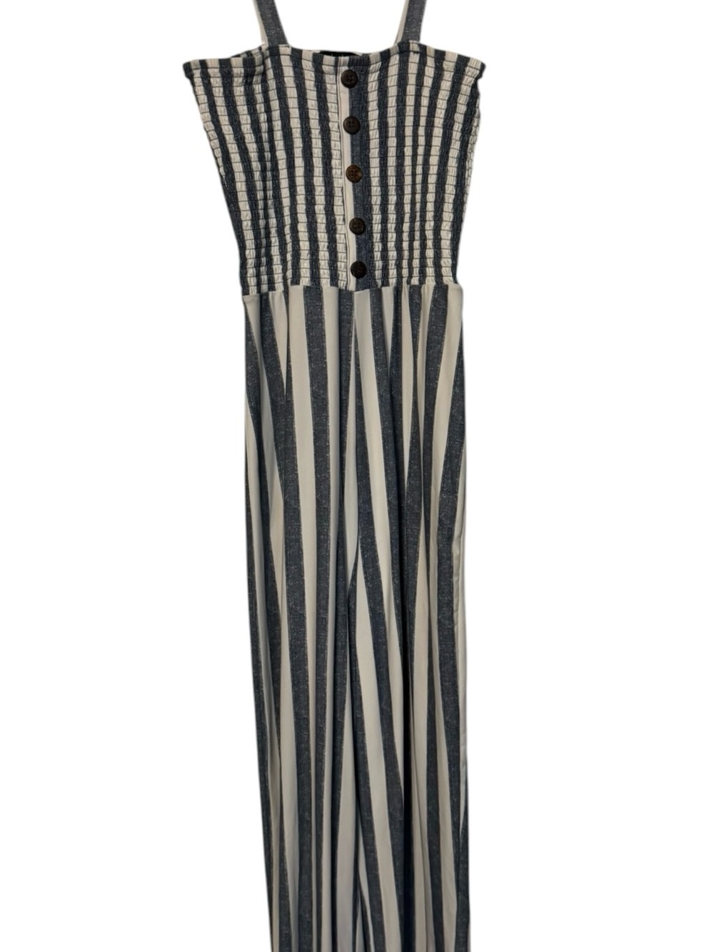 Derek Heart Black and White Striped Smocked Jumpsuit